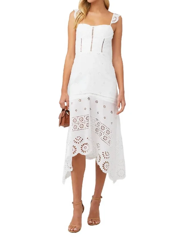 Casual maxi dress with hoodie-Irma Eyelet Maxi Dress In White