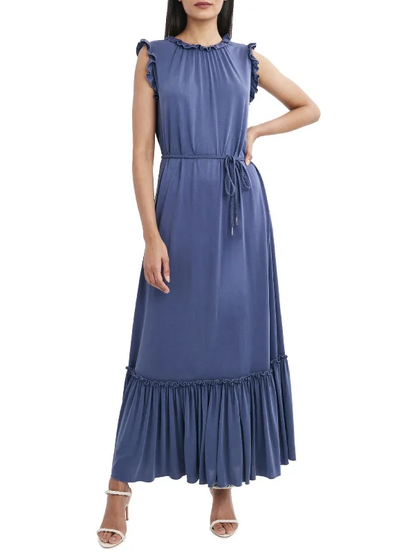 Maxi dress with side pockets-Womens Sleeveless Long Maxi Dress