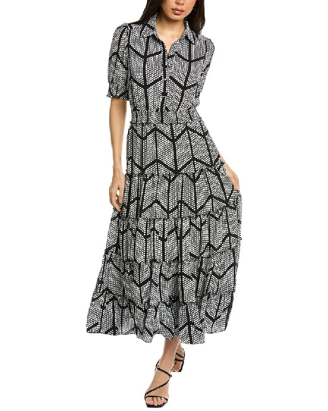 Maxi dress with art deco design-T Tahari Tiered Maxi Dress