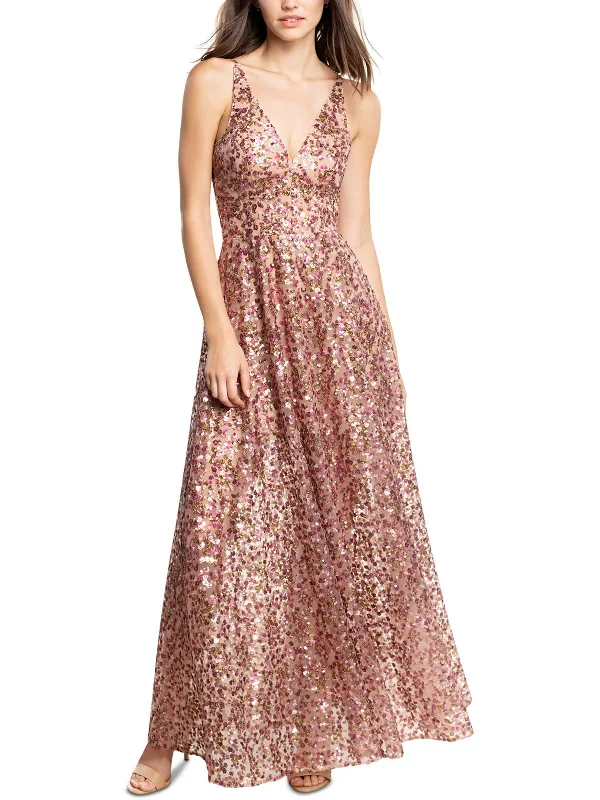 Bohemian inspired maxi dress-Womens Sequined Maxi Evening Dress