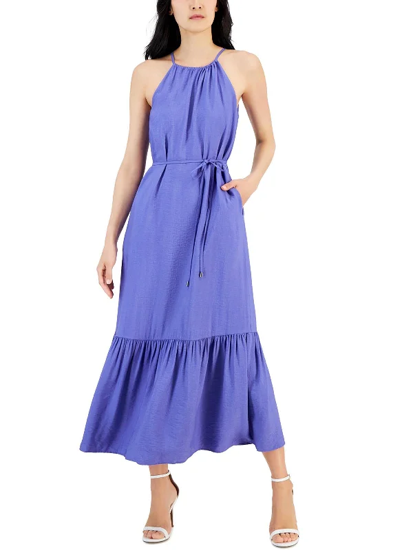 Retro style maxi dress-Womens Tiered Long Maxi Dress