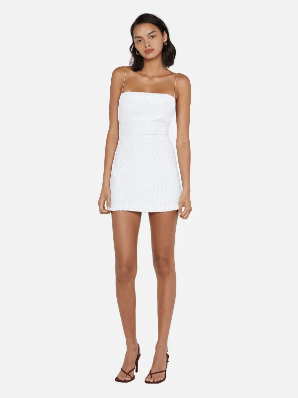 Empire waist mini dress for formal-Aaliyah Sequin Mini Dress - White