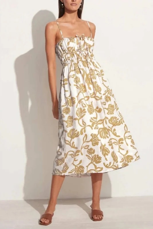 Midi dress with embroidery-Francesca Midi Dress in Ensola Floral Print Oat