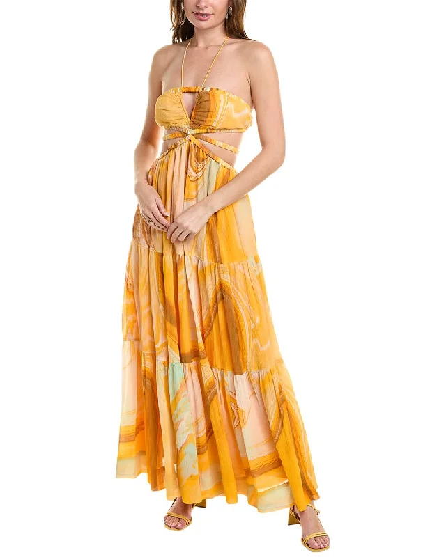 Maxi dress with botanical print-SIMKHAI Shailene Laurel Silk-Blend Maxi Dress