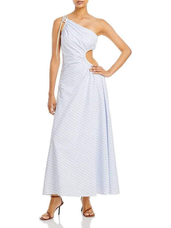 Colorful maxi dress-Womens Cotton Striped Maxi Dress