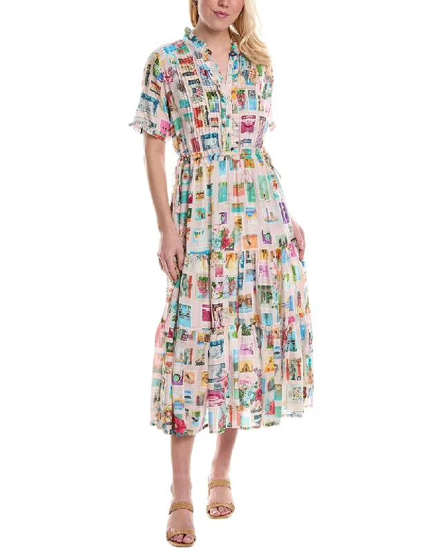 Maxi dress with tiered layers-Johnny Was Sekai Mary Silk Maxi Dress