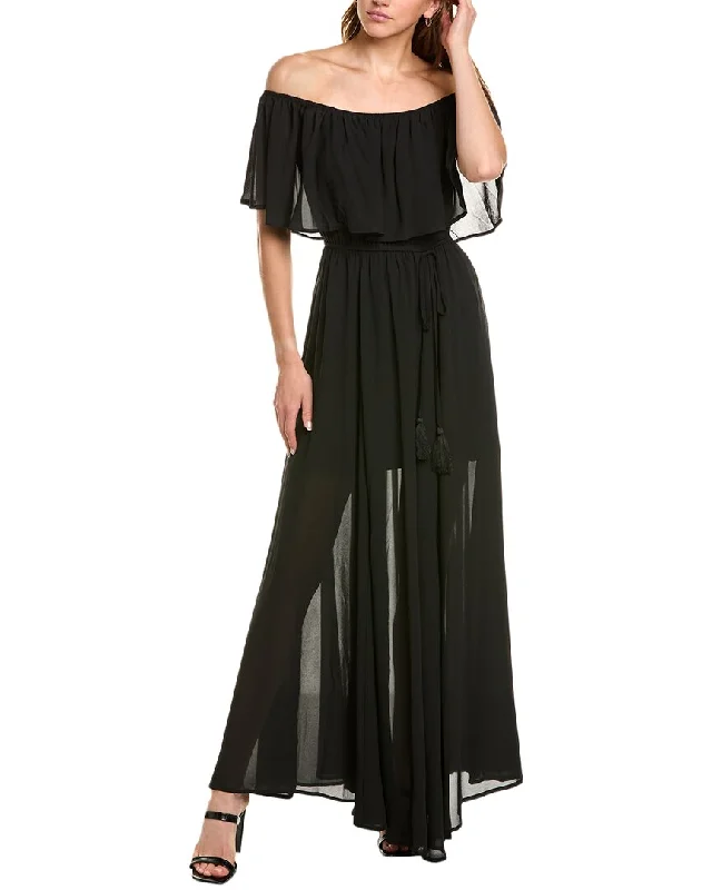 Maxi dress with split sleeves-MARION Off-The-Shoulder Maxi Dress