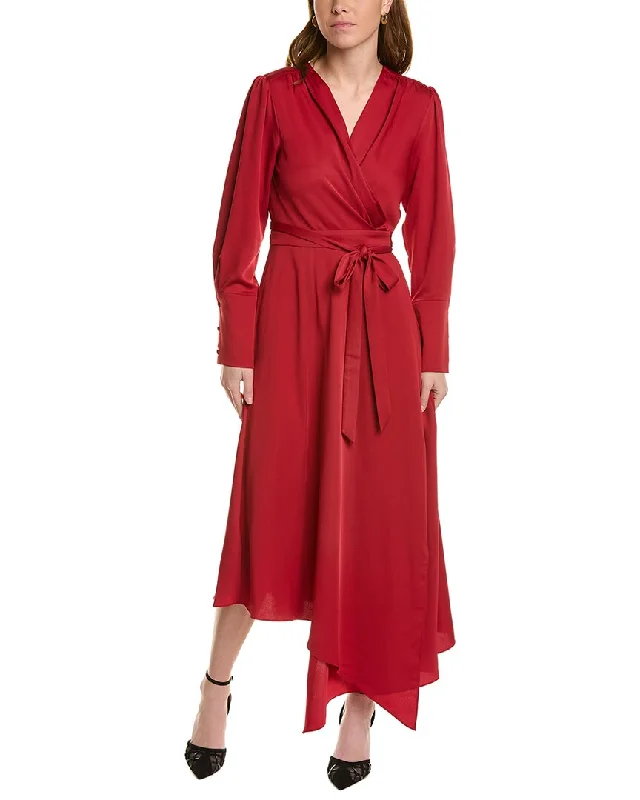 Midi dress with flared hem-BCBGMAXAZRIA Midi Wrap Dress