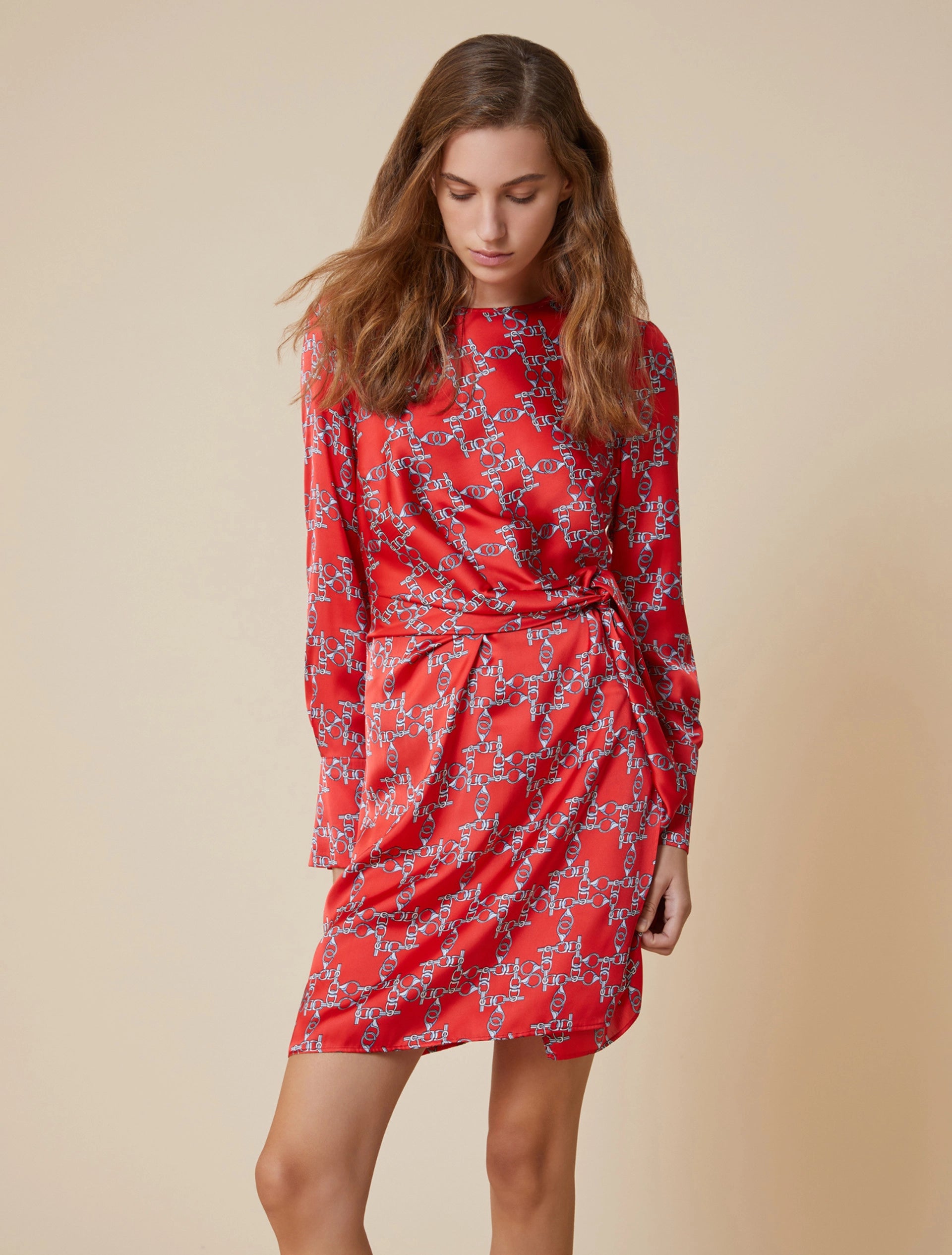 Mini dress with puffball skirt-Penny Black Esopo Short Red Chain Print Dress