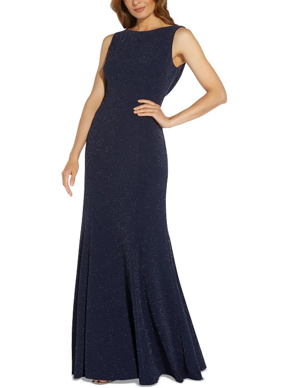 Maxi dress with wrap design-Womens Glitter Maxi Evening Dress