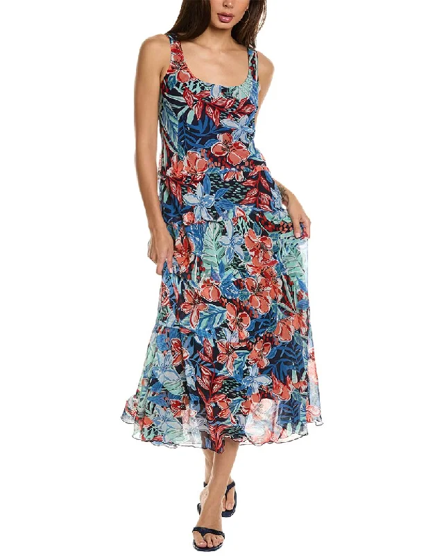 Maxi dress with tiered bodice-Jones New York Tiered Maxi Dress