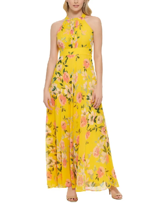 Maxi dress with bold patterns-Eliza J Printed Chiffon Maxi Dress