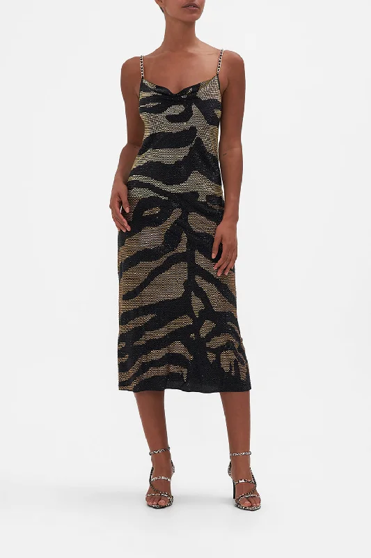 Maxi dress with frill details-LONG BIAS SLIP TAME MY TIGER