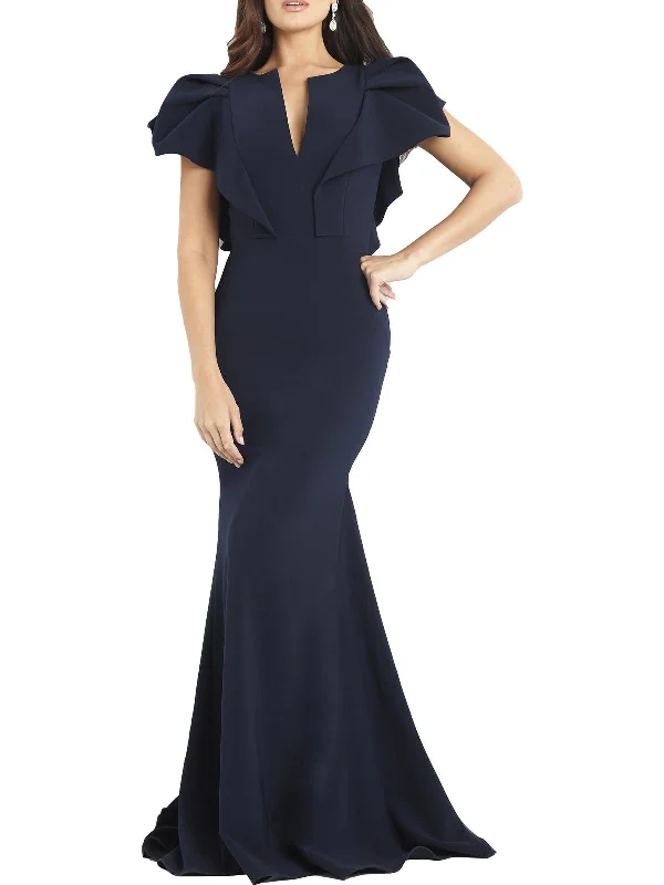 Maxi dress with high-low hem-Womens Plunge Maxi Evening Dress