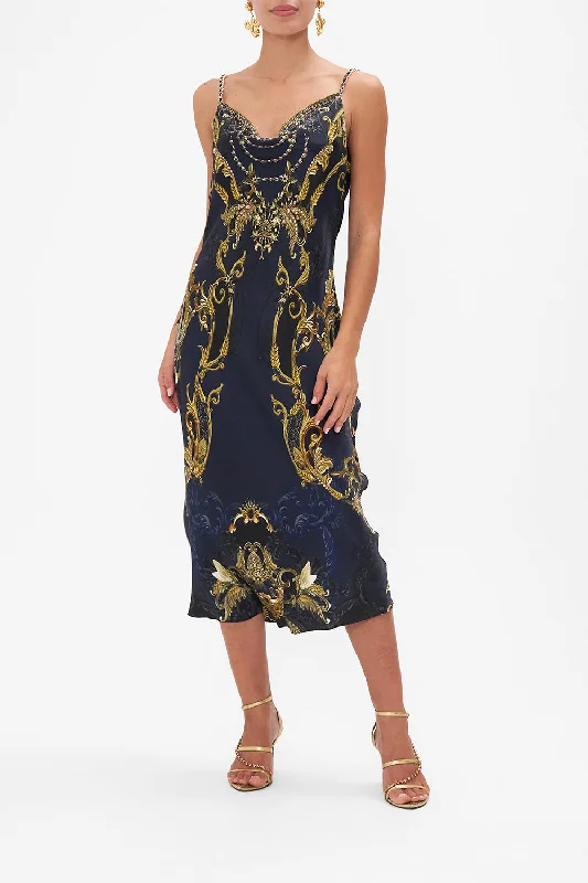 Bold print maxi dress-LONG BIAS SLIP MOONLIGHT MELODIES