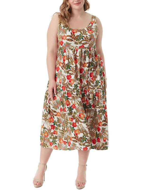 Maxi dress with ombre effect-Plus Cheryl Womens Floral Print Viscose Maxi Dress