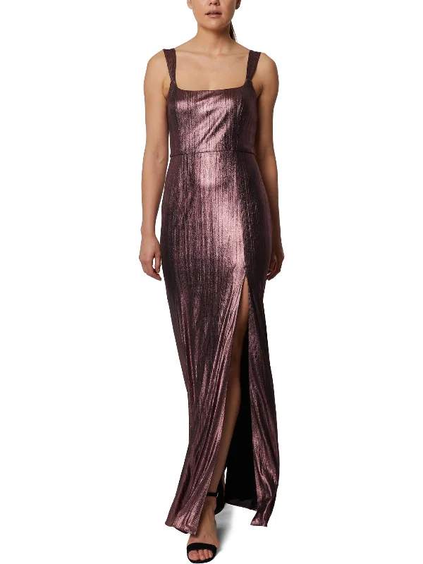 Maxi dress with ombre effect-Womens Metallic Maxi Evening Dress