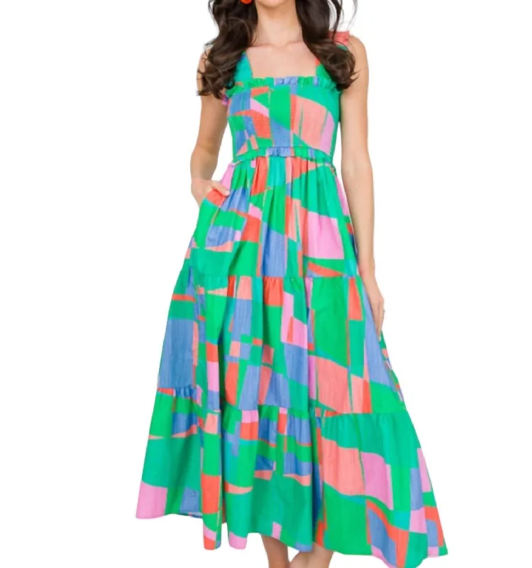 Maxi dress with slit-Spring Into Summer Maxi Dress In Green