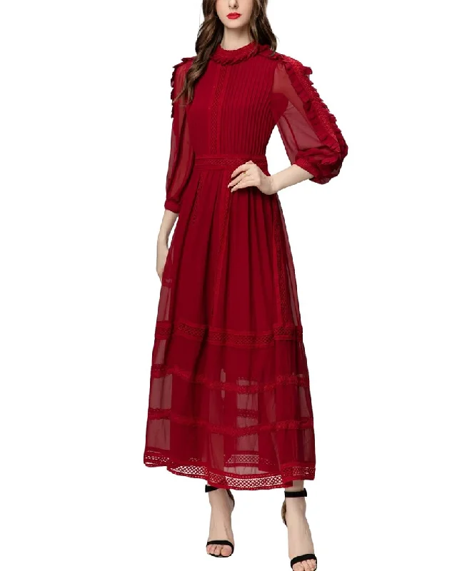 Maxi dress with statement sleeves-BURRYCO Maxi Dress