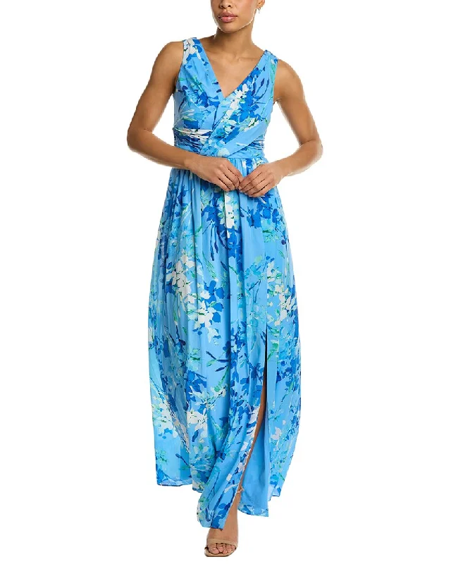 Maxi dress with denim fabric-Adrianna Papell Chiffon Maxi Dress