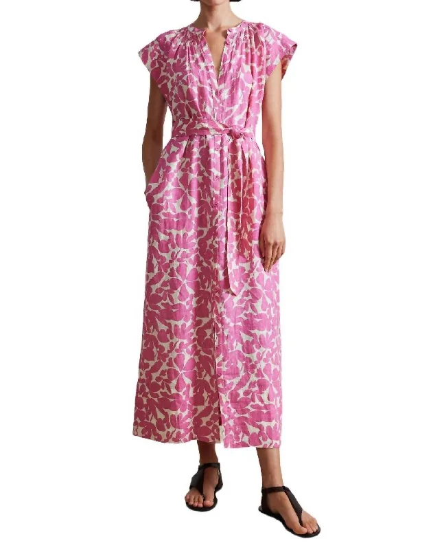 Maxi dress with keyhole back-Mirada Tank Maxi Dress In Pink Burst Floral