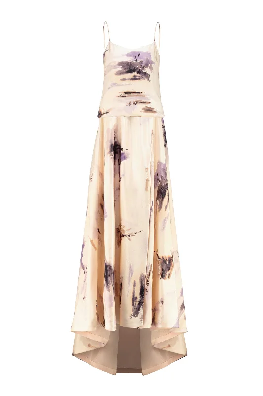 Maxi dress with flutter sleeves-LANONIA AQUARELLE SILK MAXI DRESS