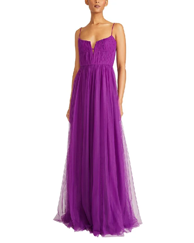 Fit and flare maxi dress-ML Monique Lhuillier Nyla Tulle Maxi Dress