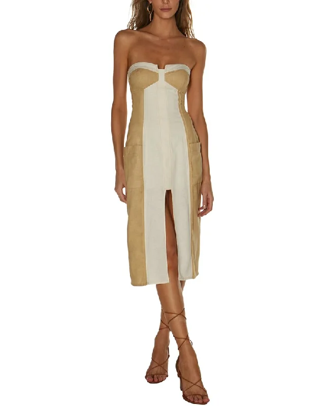 Effortless jersey midi dress-ViX Solid Nadia Linen-Blend Midi Dress