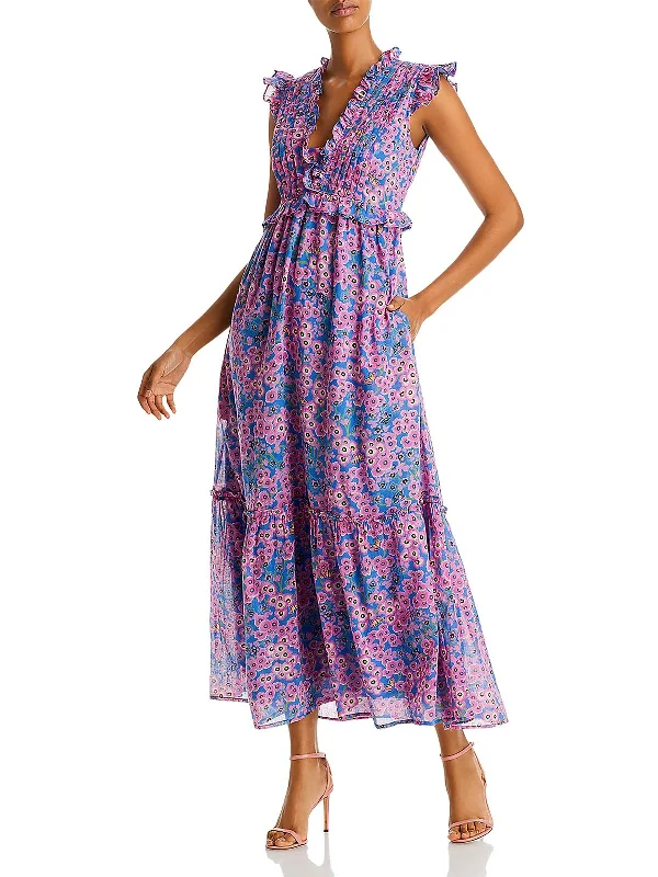 V-neck maxi dress-Constance Womens Floral Long Maxi Dress