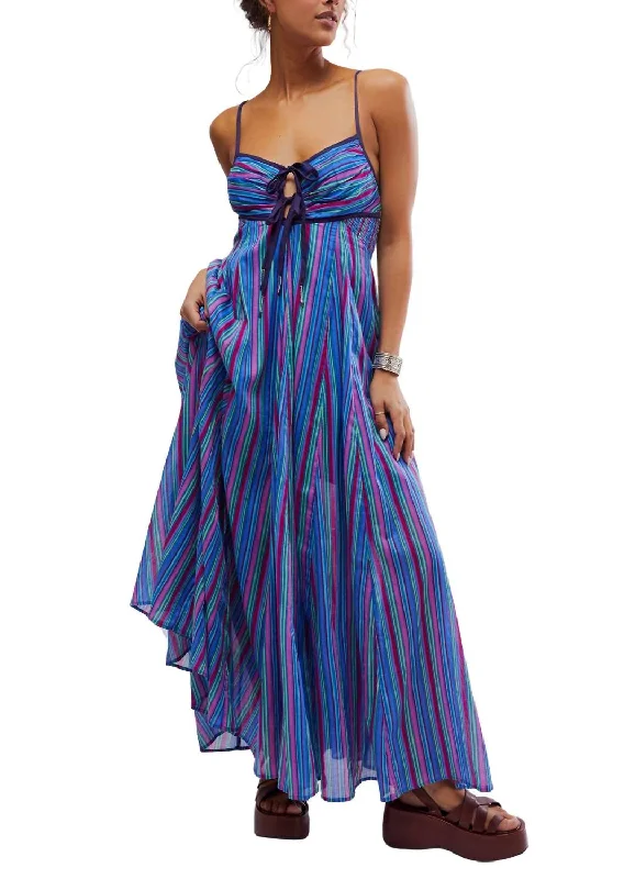 Party-ready maxi dress-Dream Weaver Maxi Dress In Aqua Combo