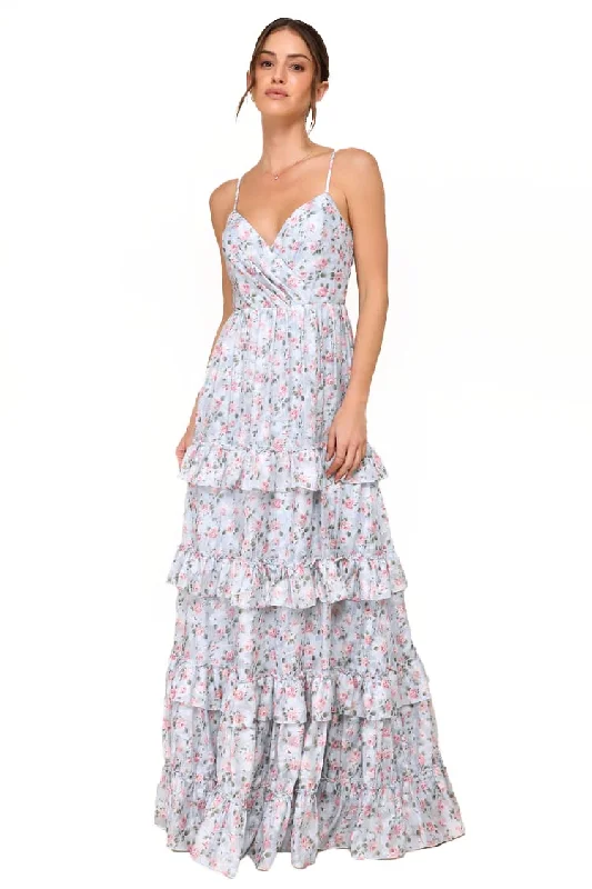 Maxi dress with high split-M - lulus blue floral maxi dress