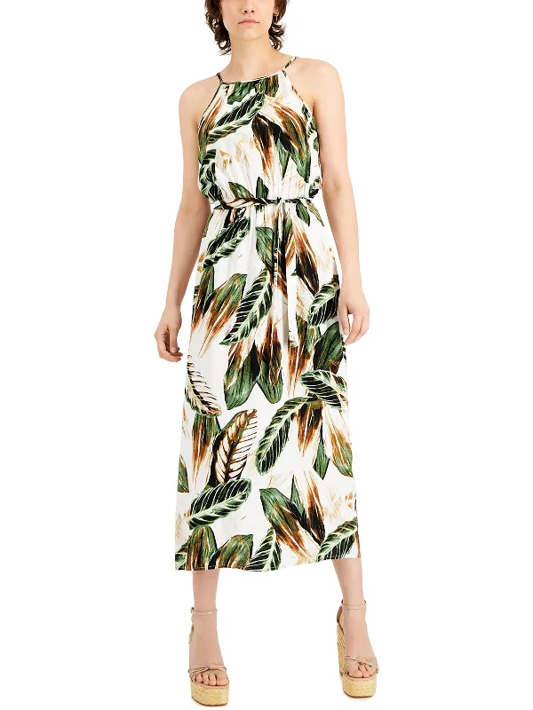 Elegant maxi dress with lace-Petites Womens Printed Long Maxi Dress