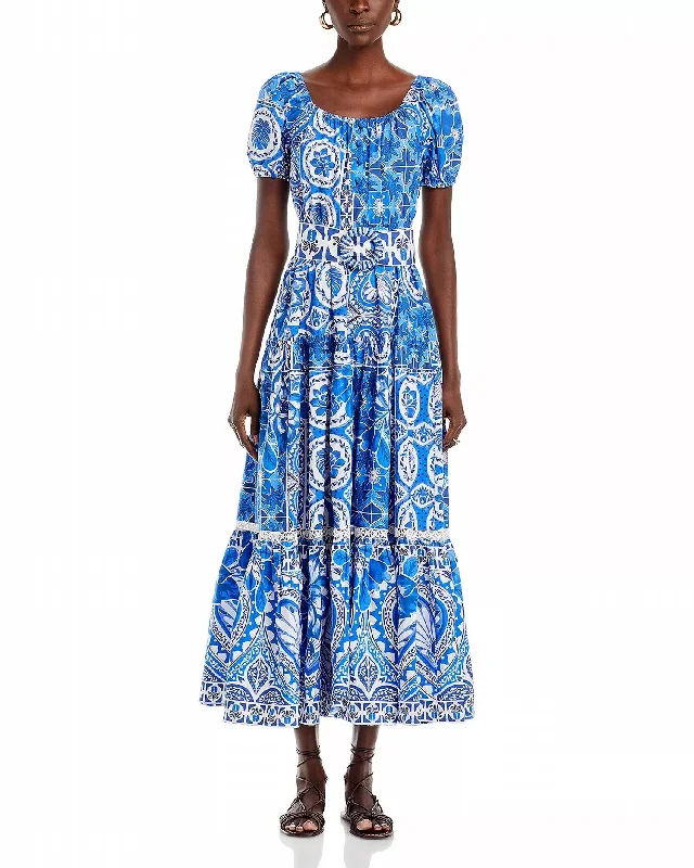 Maxi dress with empire waist-Tile Dream Maxi Dress In Blue