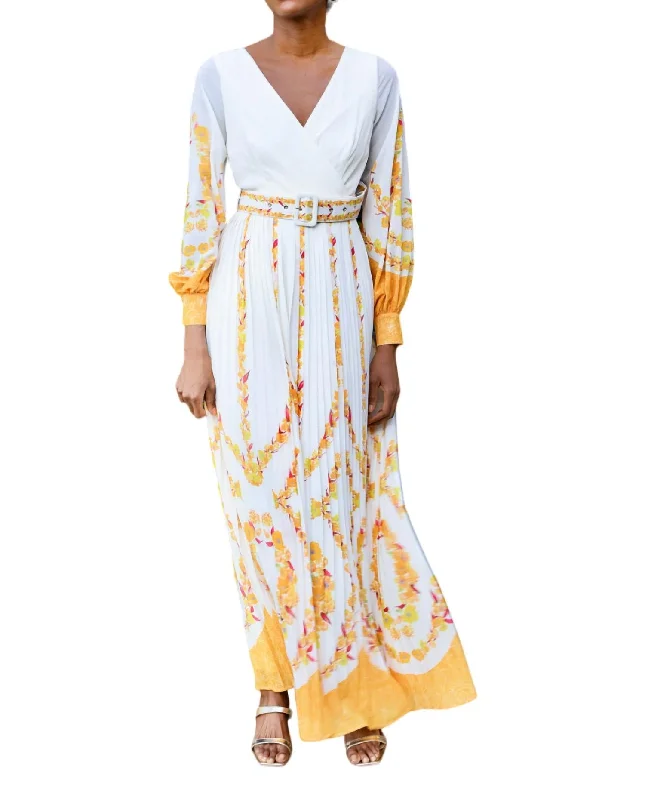 Boho maxi dress with fringes-In The Wind Maxi Dress In White And Yellow