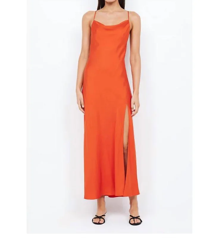 Casual maxi dress with hoodie-Ainsley Tie Maxi Dress In Spice