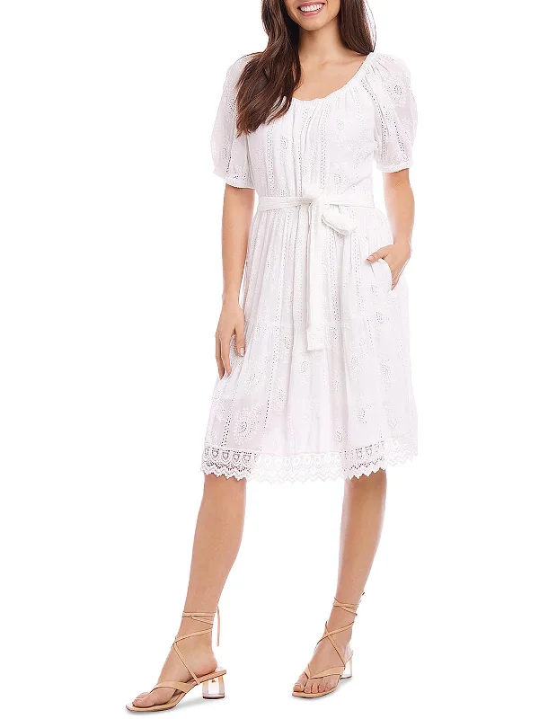 Pleated mini dress for classic look-Womens Cotton Short Fit & Flare Dress