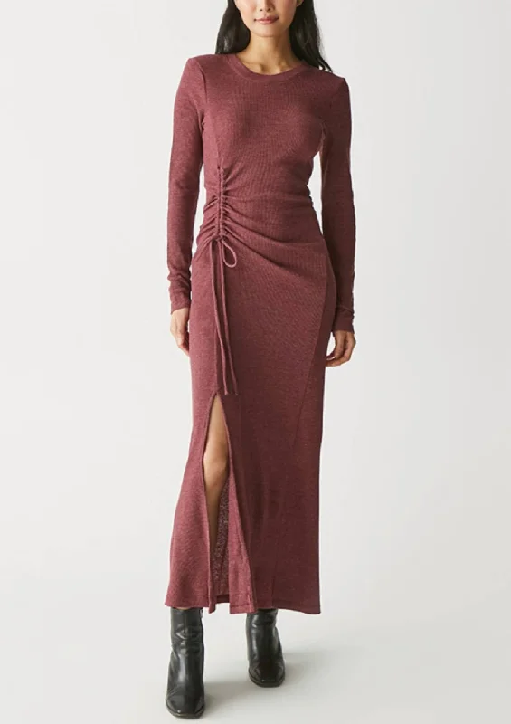 Sleeveless maxi dress-Ruched Tie Maxi Dress In Boysenberry