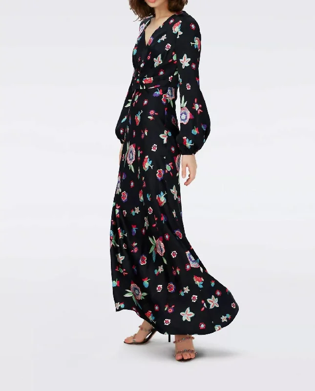 Colorful maxi dress-Monika Maxi Dress In Mystic Flower Dots