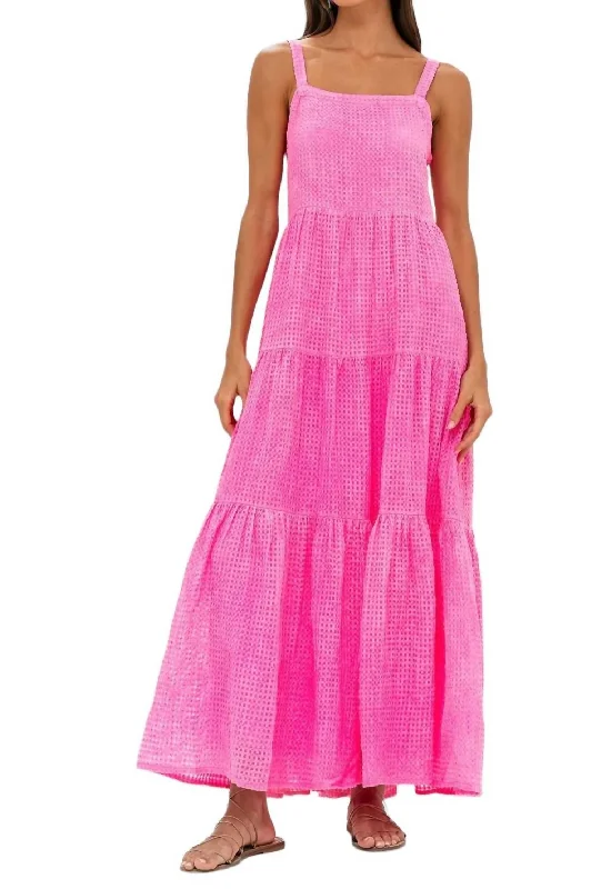 Maxi dress with tie waist-Strappy Maxi Dress In Delray Pink