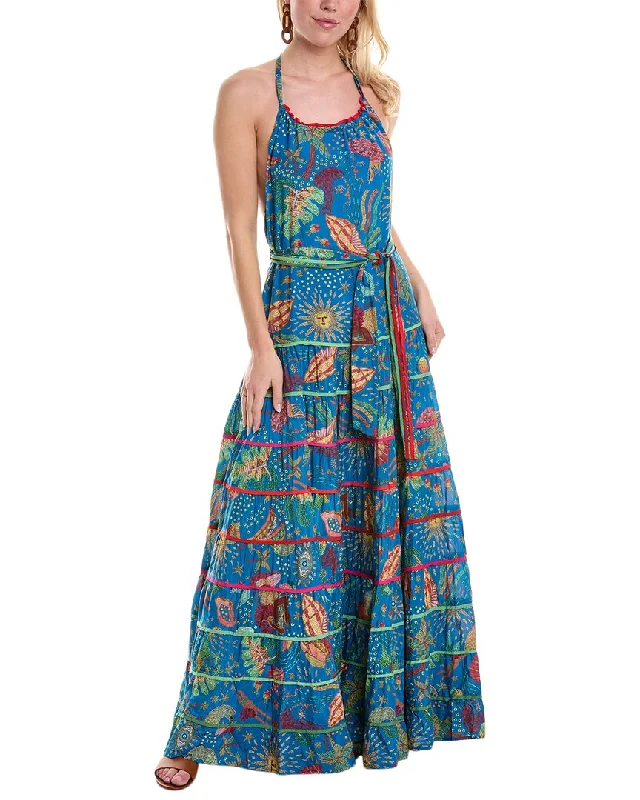 Fit and flare maxi dress-FARM Rio Ocean Stories Halter Maxi Dress