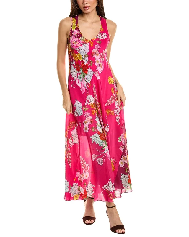 Maxi dress with flutter sleeves-Johnny Was Golden Bouquet Bias Maxi Dress