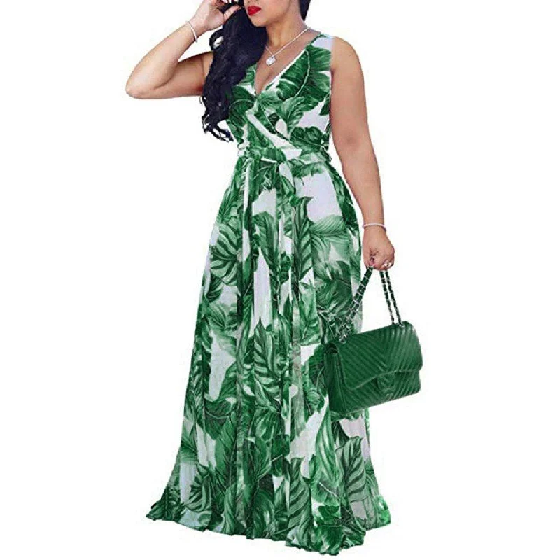 Maxi dress with ruffled neckline-All About Green Maxi Dress