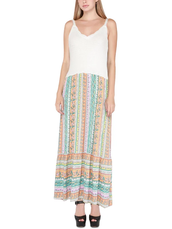 Maxi dress with handkerchief hem-Womens Printed Long Sundress