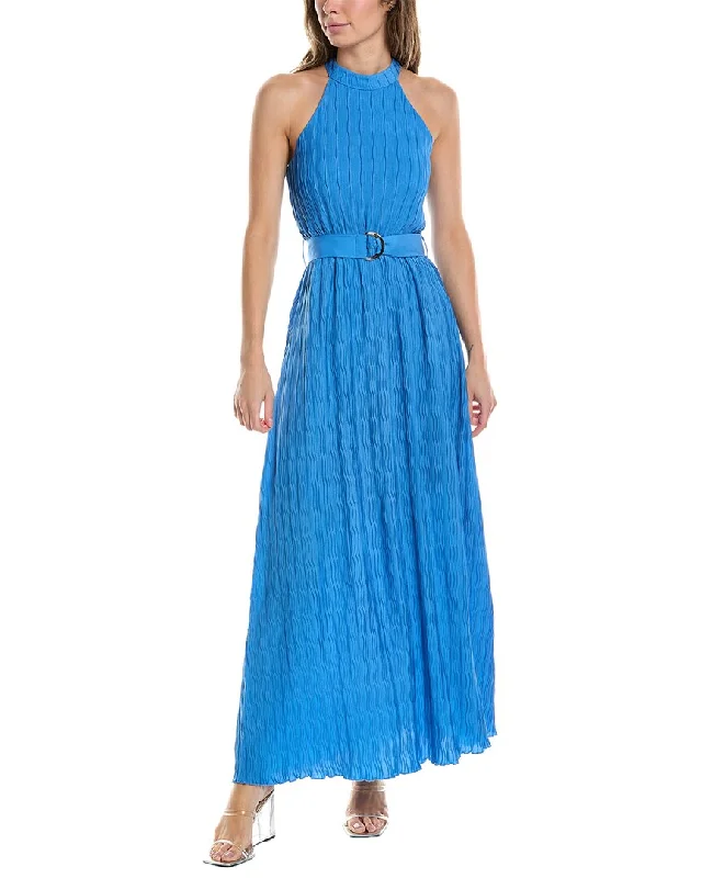 Maxi dress with denim fabric-MARION Textured Maxi Dress