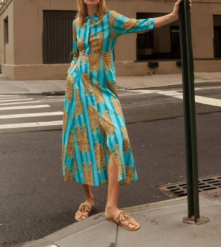 Maxi dress with intricate beading-Luciana Maxi Dress In Cyan