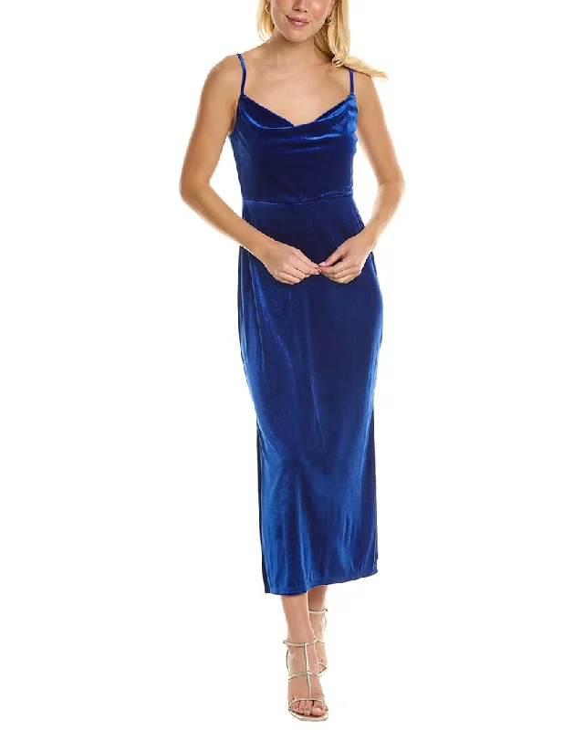 Maxi dress with sweetheart neckline-Taylor Stretch Velvet Maxi Dress