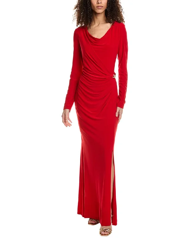 Maxi dress with ruffled neckline-Joseph Ribkoff Maxi Dress