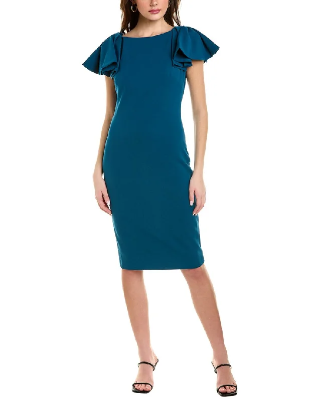 Chic belted midi dress-Badgley Mischka Midi Sheath Dress