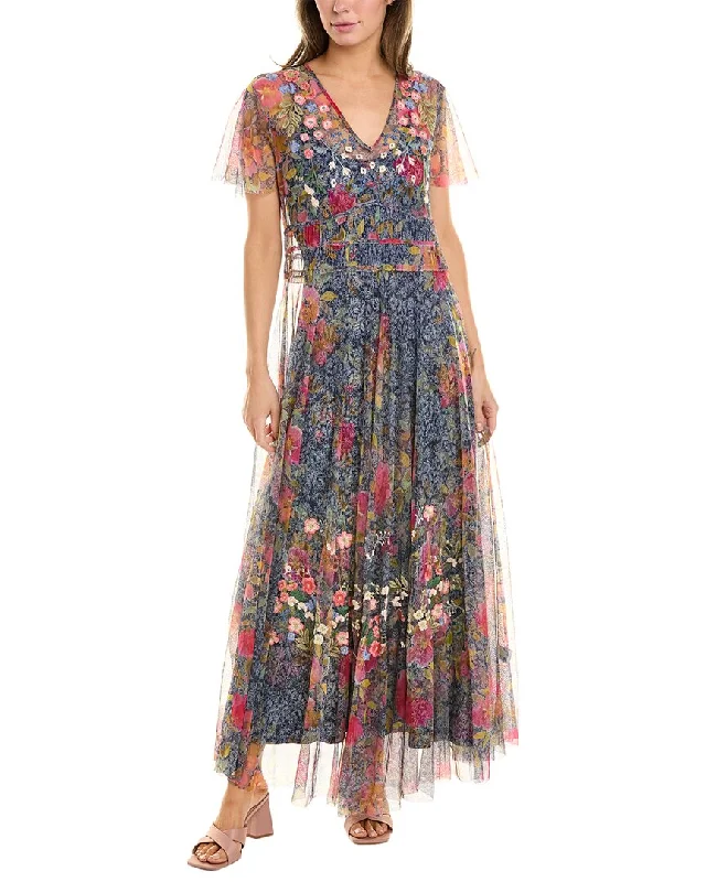 Maxi dress with wrap bodice-Johnny Was Locust Mesh Maxi Dress