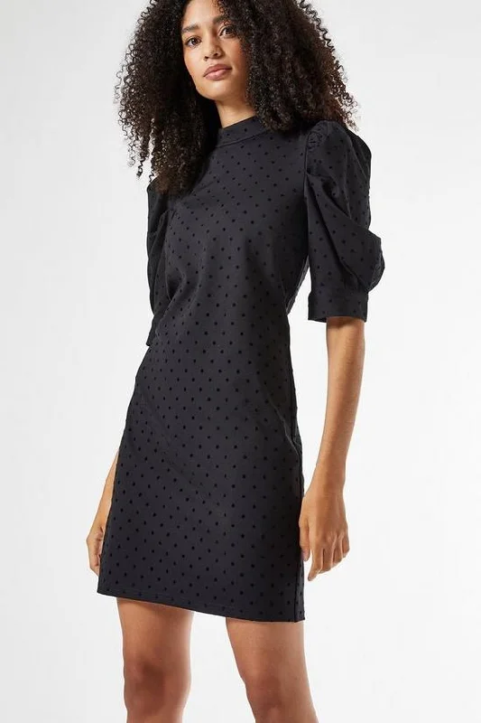 Peasant style mini dress-Black Spot Ponte Mini Shift Dress